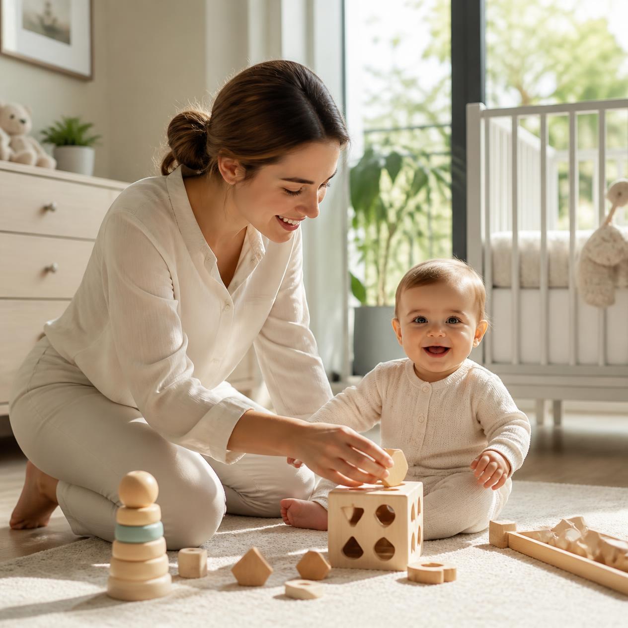 Profesyonel bebek bakıcısı bebek bakımı yapıyor